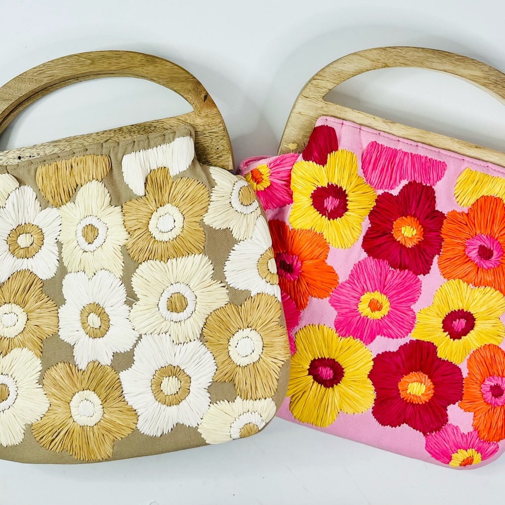 Flower Boho Clutch In Tan